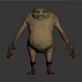 Game Movie Character Frog Like Creature With Bulging Belly Textured Skin Standing Posture