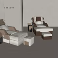 Modern Luxury Massage Bed Design With Beige Brown Leather And Ottoman Stools