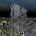 Aerial Planning of Urban High Rise Buildings with Surrounding Roads Trees and Cityscape