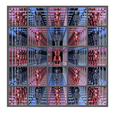Commercial Equipment With Organized Multiple Colored Metal Storage Units In Matrix Arrangement 3d model
