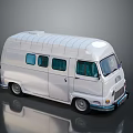 Vintage Silver Van With Multiple Windows Flat Roof And Streamlined Exterior Design 3d model