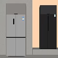 Modern Gray and Black Refrigerator Cabinet Design with Sleek Double Doors for Home Kitchen Interior