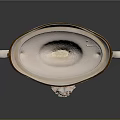 Elegant White Ceramic Bowl With Gold Accents Two Curved Handles And Floral Design Base