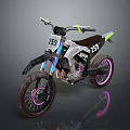 Off Road Motorcycle With 235 Number Pink Rims White Black Body And Green Accents