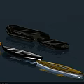 Black Inflatable Boats and Yellow Kayak Floating on Blue Water with Paddle