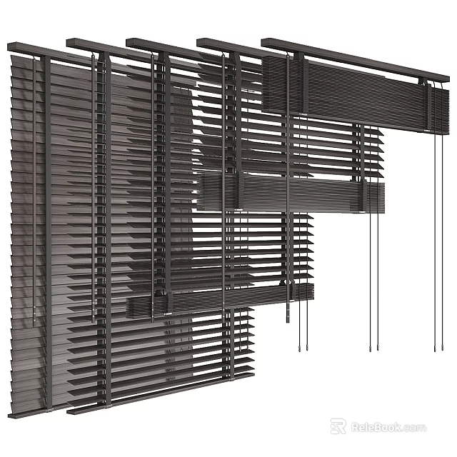 Modern Adjustable Blinds Design With Horizontal Slats For Contemporary Home Interior 3d model
