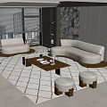 Modern sofa coffee table combination 3d model