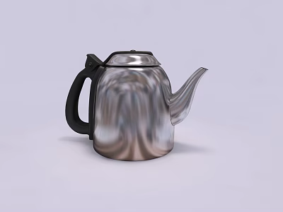 Stainless Steel Electric Kettle With Modern Design And Black Handle 3d model