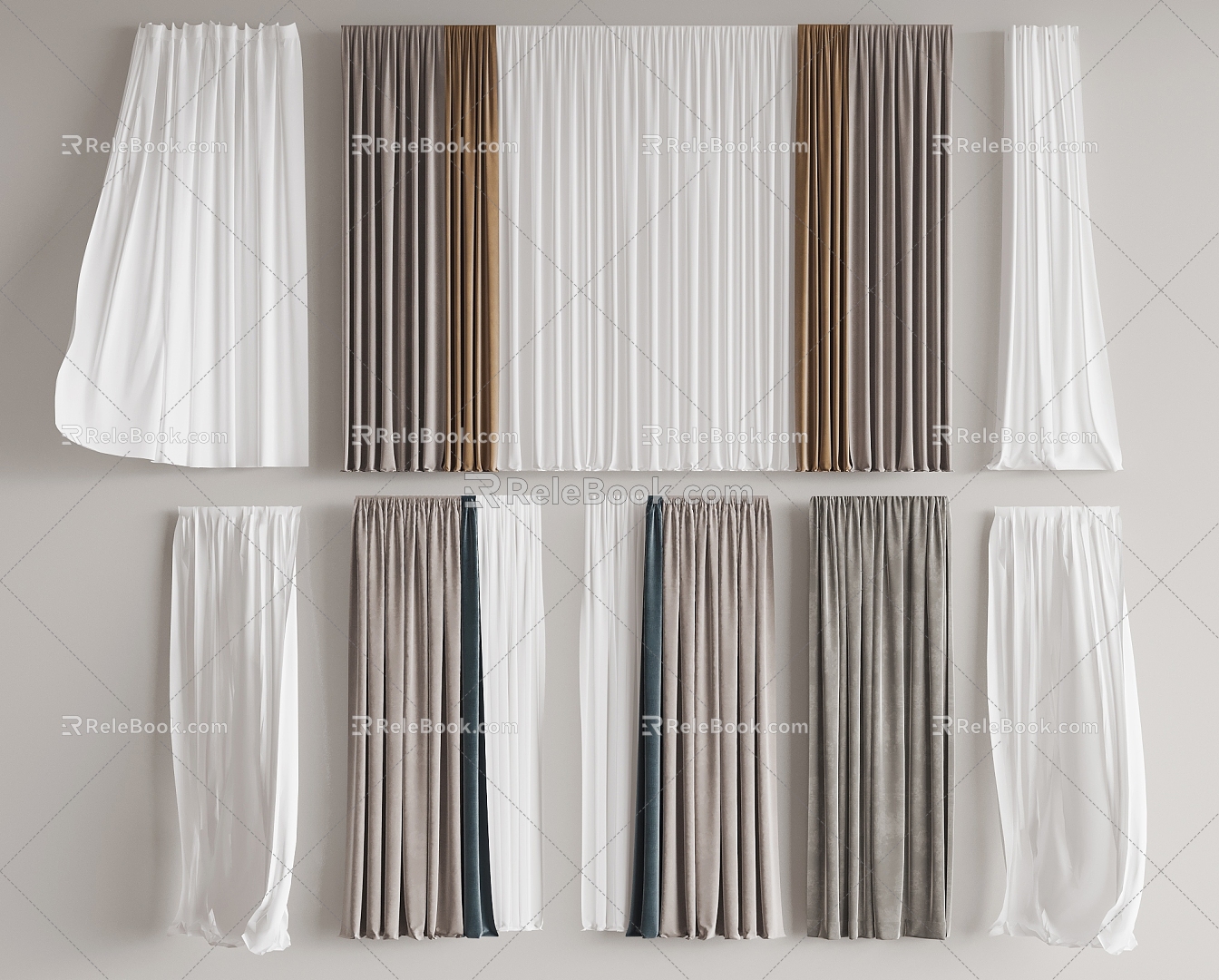 Modern Curtain Curtain Combination 3d model