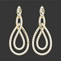 Elegant Golden Earrings With Diamond Inlays And Twisted Sparkling Design