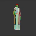 Elegant Traditional Long Coat With Fur Trim And Blue Lace Dress Design
