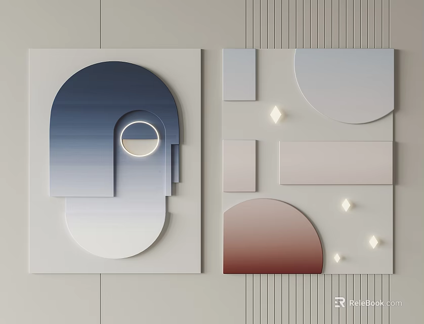 Modern Geometric Wall Decor With Gradient Colors 3d model