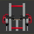 Mechanical Support Structure With Metal Frame Red Components And Wooden Platform