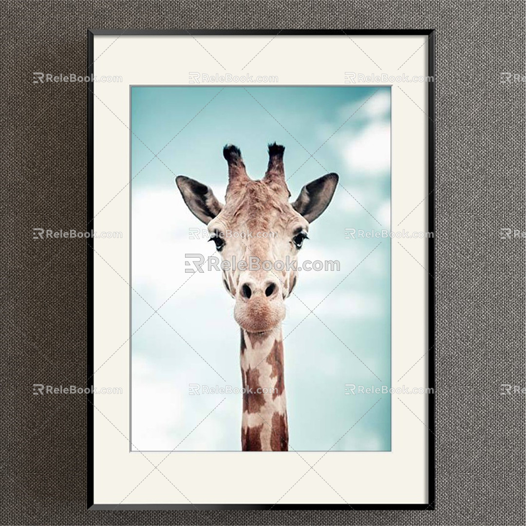 Modern Animal Painting Simple Brown Children's Room Animal Giraffe Decorative Painting 3d model