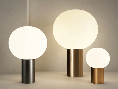 Modern Table Lamps With Spherical Lampshades And Metal Bases In Black Gold Copper 3d model