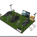 Outdoor Vehicle Display Event With Multiple Cars On Grass And Decorative Lights