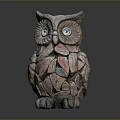 Colorful Fragmented Owl Sculpture With Artistic Puzzle Like Pieces As Flying Animal Decor