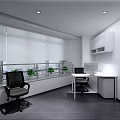 Modern Meeting Room Interior With Green Backdrop White Table Camera And Shelved Plants Books