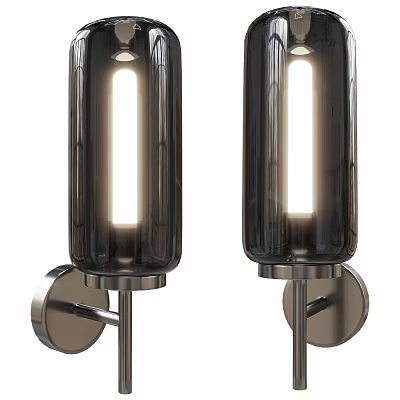 Modern Wall Lights with Black Glass Shade and Metal Base Featuring Long Strip Illumination 3d model