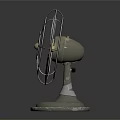 Retro Metal Table Fan With Circular Wire Guard And Silver Base Design 3d model