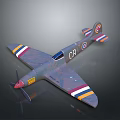 Vintage Model Airplane With Propeller CR Marking Striped Wings And Round Emblem