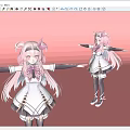 Game And Movie Character With Pink Hair Bow White Outfit Golden Details And Black Stockings