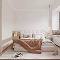 Modern Bedroom Interior Design With Cozy Bed Soft Curtains And Plush Rug
