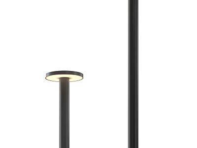 Modern Outdoor Landscape Light With Black Metal Pole And Round Lampshade Design 3d model