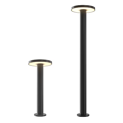 Modern Outdoor Landscape Light With Black Metal Pole And Round Lampshade Design 3d model