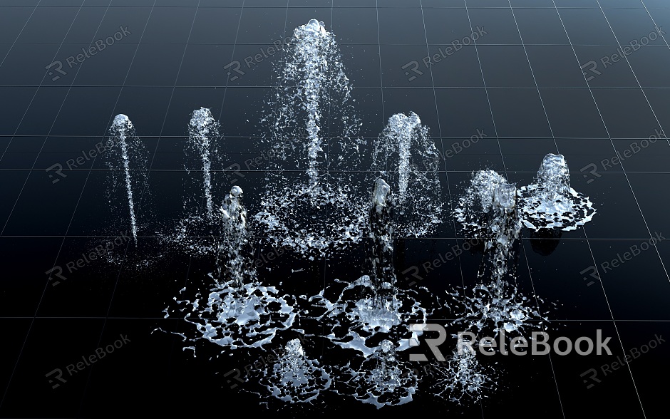 Modern fountain water column water flower water landscape water pool fountain sketch model