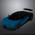 Blue And Black Luxury Sports Car With Rear Spoiler Black Roof And Shiny Body