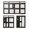 Modern Black Double Doors Design With Glass Panels And Silver Handles