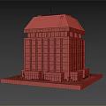 Modern Hotel Building Featuring Large Glass Windows Gray Roof and Stone Base Structure