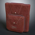 Red Leather Travel Bag With Double Pockets Button Closure And Classic Stitching Detail