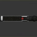 Sci Fi Weapon Lightsaber Featuring Black Hilt Silver Accents and Red Button 3d model
