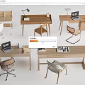 Desk Writing Desk and Chair Combination Office Desk and Chair Computer Desk 3d model