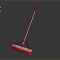 Household Cleaning Mop With Wooden Handle Black Grip And Red White Head