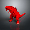 Red Dinosaur Character And Creature Standing With Sharp Spikes Open Mouth On Gray Background 3d model