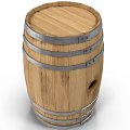 Rustic Wooden Barrel With Metal Hoops And Hole For Home Decoration