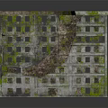 Abandoned Multi Story Building Structure With Moss Covered Walls And Broken Windows 3d model