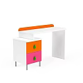Kids Desk With White Frame Orange Edge And Cabinet Featuring Orange Pink Drawers