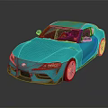 Blue Toyota Sports Car With Sleek Modern Exterior And Reflective Surface