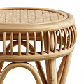 Natural Rattan Side Table With Round Top And Curved Legs Design