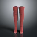 Red Over the Knee Boots With High Heel Fashionable Daily Wear Style