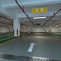 Indoor Parking Garage With Entrance Sign Directional Arrows And Lane Markings