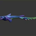 Vibrant Mythical Sea Creature 3D Model With Blue Purple Shiny Scales And Spiked Tail