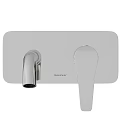 Modern Chrome Wall Mounted Faucet with Single Handle and Curved Spout Design