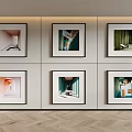 Wall Art Gallery With Six Framed Interior Scene Prints In Modern Room