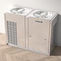 White Air Conditioner Fan Unit With Double Fan Design Placed Against Wall On Wooden Floor