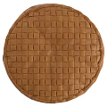 Brown And Black Leather Ottoman With Woven Texture For Home Decor